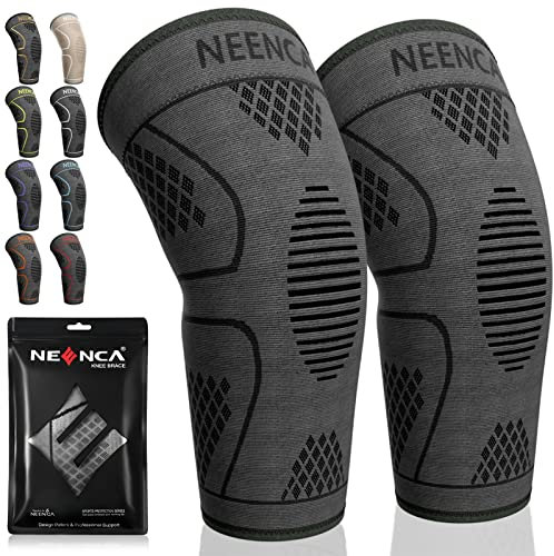 NEENCA Tutore Ginocchio(2 pezzi), Ginocchiera Ortopedica Sportiva Compressione Ginocchio, Supporto per Legamenti Menisco, Rotula, Artrite, Sollievo dal Dolore, Corsa, Pallavolo, Calcio, Sport