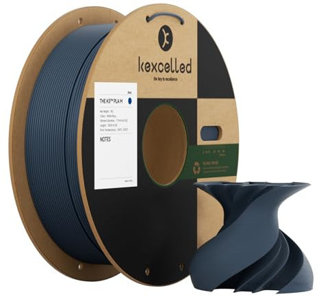 kexcelled Matte PLA Filament 1,75 mm +/- 0,03 mm, Glanzfreie Farbe, Matt Textur, 3D Drucker Filament, 1 kg Spule (2,2 lbs), Passend für die Meisten FDM Drucker, Ordentliche Wicklung, Marine Blau