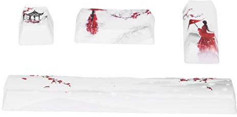 DIY Keycaps Kit, Replacement Keyboard Keycaps, Artisan Custom Keycaps, Computer Keycaps,with Winter Snow Plum Pattern, for Universal Mechanical Keyboard