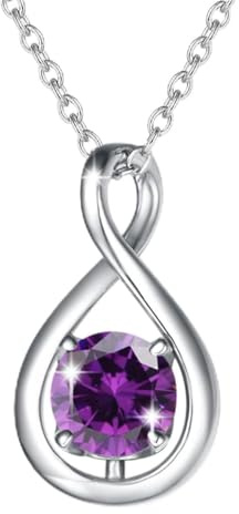 FANCIME Infinity Geburtsstein Halskette für Damen 925 Sterling Silber Kette | vergoldet Unendlichkeit Edelstein Anhänger feiner Schmuck Muttertag Weihnachten Jubiläums Geburtstag Geschenke für Frau Mama