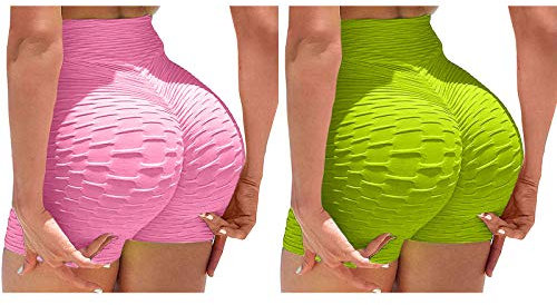 IQYU 2 Set Leggings Damen High Waist Blickdicht - Sportleggings Kurz Jogginghose, Tiktok Leggings, Push Up Leggings Damen Po, Sporthose, Trainingshose, Sport Yoga Pants Sexy Laufhose-Fitnesshose