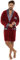 FOREX Lingerie Elegante vestaglia uomo in velluto/vestaglia sportiva in cotone, corto bordeaux, L