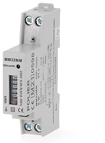 POLIER MM32MM Unterzähler, einphasig, 32 A, max. modular, einfacher Tarif, mechanische Anzeige, MID-zertifiziert für die Stromrechnung