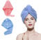 YQBFTC 2 Stück Turban Handtuch mit Knopf,Haarturban Mikrofaser,Super Saugfähig Kopfhandtuch für Lange Haar,Schnelltrocknend Mikrofaser Handtuch Haare,Haarhandtuch,Mikrofaser Towel Hair Alle Haartypen