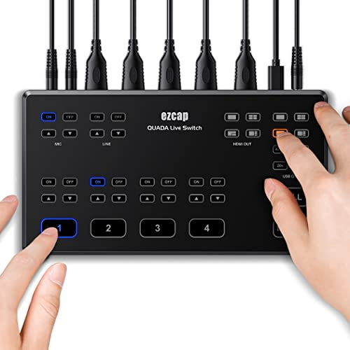 SOGTICPS HD60 Streaming Video Switcher 4 HDMI Eingänge 1080P Capture nahtloses Umschalten für Multi-Kamera Videoproduktion und Live-Streaming ezcap328