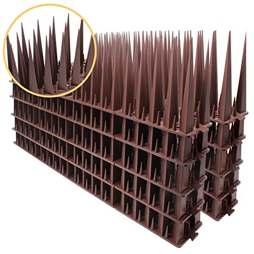 Cyitimo Bird Spikes with 10cm Long Spike for Pigeons Keep Birds Cats Squirrels Away， Birds Fence Spikes, Protect Your Roof Garden Railing and Outdoor Walls Covers 410cm (Brown)