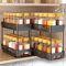 DABIGE Lot de 2 étagères à épices coulissantes pour armoire, faciles à installer, 10 x 26 x 21,6 cm, chaque niveau peut contenir 10 pots à épices – 2 niveaux