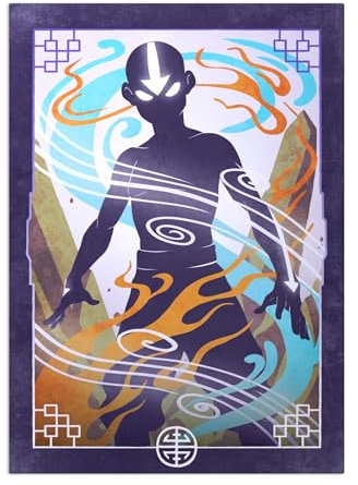 Displate Offiziell Avatar The Last Airbender MetallPoster Magnetische Befestigung Inklusive Lizenziert Bilder Hochwertiges Poster Elements - Aang Avatar State 45 cm x 32 cm