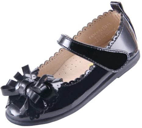 EIGHT KM Scarpe da Bambina Piccola Mary Jane Principessa da Sposa Ballerine EKM7063 Fiocco in Pelle Verniciata Nero Taglia EU 24