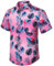 Enlision Chemise Hawaïenne Homme Manches Courtes Chemises d'été pour Plage Casual Funky Aloha Shirt Imprimées de Flamants Roses et de Feuilles,Rose Vif,S