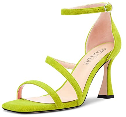 HEUIVZAR Donna Chunky Blocco Medio Tacco Heel Aperte sulla Punta Sandali Cinturino alla Caviglia Fibbia da Matrimonio Cute 8.5 CM Heels