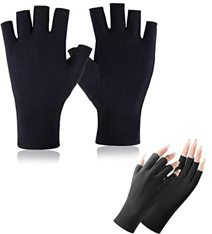 GEERDAN 1 Paar Anti UV Handschuhe Nägel, Nagel Handschuhe, Gel Maniküre Handschuhe, UV Schutz Fingerlose Handschuhe, Fingerlose Handschuhe Damen