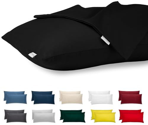 Kissenbezug 30x50 Baumwolle Premium Satin 2er Set Kissenhülle Deko für Kissen Bett/Sofa Stoff Superweicher Resistent Hypoallergen Anti-Milben Kopfkissenbezug mit Verdecktem Zip Voll Waschbar