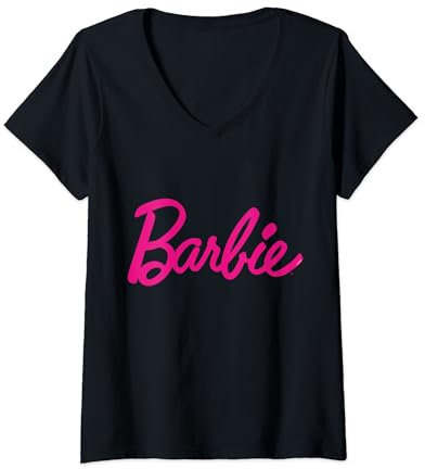 Logo officiel Barbie rose T-Shirt avec Col en V