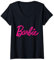 Logo officiel Barbie rose T-Shirt avec Col en V