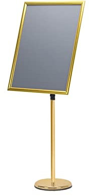 Porte-Affiche au Sol, Support pour Affiche A2, piédestal réglable, Style Spirale 17 x 23,5 Pouces, Affichage Vertical et Horizontal, Cadre Ouvert en Aluminium Or