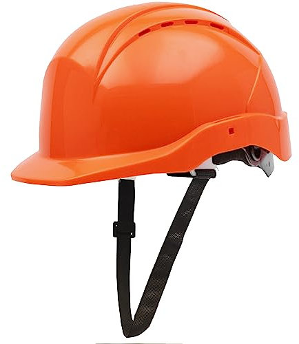 GUARD 5 - Bauhelm mit Drehradsystem für stufenweise Größenregulierung - DIN EN 397 - Verstellbarer Kinnriemen für optimalen Sitz, 6-Punkt-Gurtband - Baustellenhelm Orange