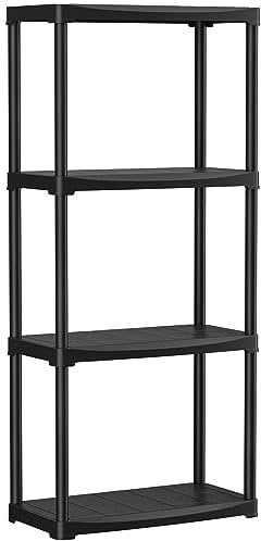 COSTWAY 4 Ebenen Lagerregal Kunststoff, Steckregal belastbar bis zu 30kg pro Ablage, Haushaltsregal 30 x 60 x 133cm, ideal für Zuhause, Garage und Werkstatt