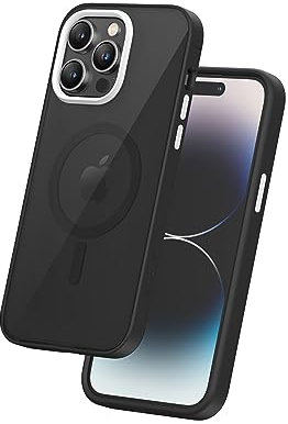 FLOLAB Surtect Tri-Fusion Magnetische iPhone 14 Pro Max Handyhülle Schutzhülle Schlankes Design Magsafe Kompatibel Militär Grade Schwarzer Rahmen Schwarze Rückplatte - Arktisweiß