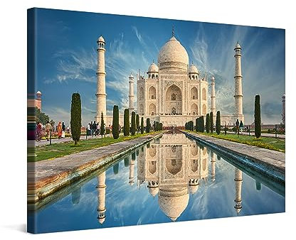 PICANOVA – Leinwandbild 60x40cm Indien Taj Mahal – Leinwanddruck – Wandbild Kunstdruck Auf 2cm Holz-Keilrahmen Für Schlaf- Und Wohnzimmer Wanddekoration – Bild auf Leinwand