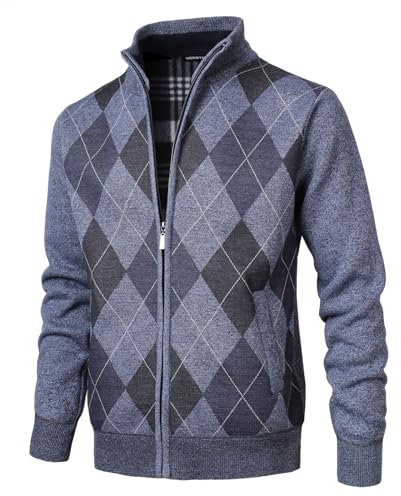 Herothorn Uomo Cardigan Felpa Cappotto Lana imbottito Tops con Cerniera Lavorato a Maglia Maglione Stand colletto con 2 Tasche Caldo Maniche Lunghe Calda Casual Cappotti Inverno Manica Lunga Invernale