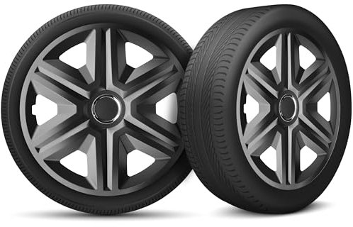 Radkappen 15 Zoll Radzierblenden 4er Set passend für alle Stahlfelgen - Einstellbarer Sicherungsring - Graphit