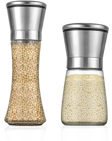 MytaYt Juego de 2 Molinillo de Sal Ajustable Molinillo de Especias Molinillo de Sal y Pimienta Molinillos de Sal y Pimienta Molinillo de Pimienta para Sal Marina Gruesa, Grano de Pimienta