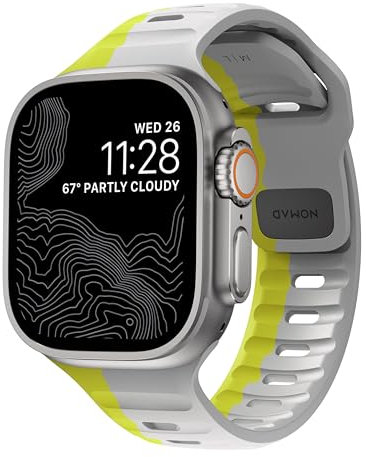 NOMAD Bracelet de sport V2 pour Apple Watch 42/44/45 mm, résistant et imperméable, bicolore gris lunar/High Volta