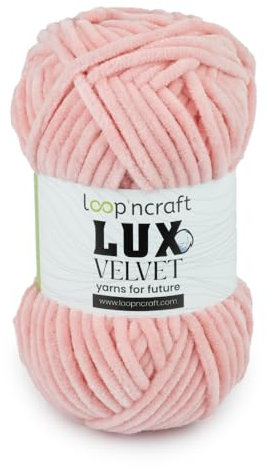 Loopncraft Chenille Wolle, Pastell Rosa, 100g, Lux Velvet, Super Weiches Samtgarn