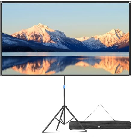 Projector Screen with Stand, 80 Inch Portable Projector Screen Outdoor Indoor, 1.2 Gain Fiberglass Projection Screen, 16:9 Outdoor Movie PVC Screen with Carrying Bag for Movie Night(White Screen)