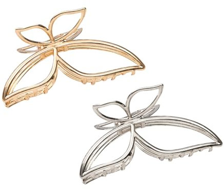 JIHUOO Metall-Haarklammern, Schmetterling-Design, Groß, Niedlich, Modisch, Langer Haarclip, Rutschfest für Dickes Haar, 2 Stück