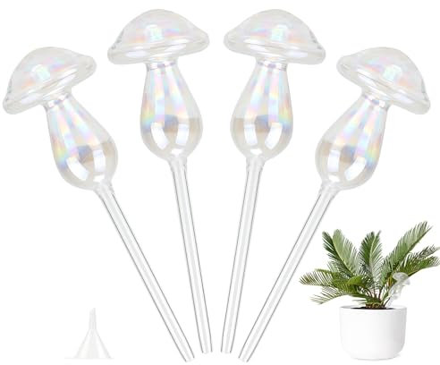 EXLECO 4 Bewässerung Pflanzen Bewässerungskugel Pflanzen Wasserspender Glas Automatische Bewässerung Zimmerpflanzen Gießkegel Bewässerungssystem Ballbrause für Zimmerpflanzen Balkonkästen