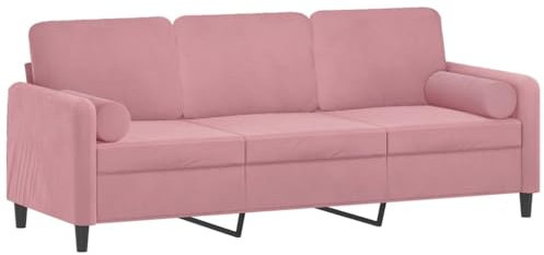 vidaXL Sofa 3 Sitzer, Couch mit Zierkissen, Liegesofa für Wohnzimmer, Polstersofa Sessel Relaxsofa Loungesofa Relaxcouch, Rosa Samt
