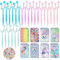 Briefpapier Mädchen Set Kleines Geschenk für Kinder,Geburtstag Mitgebsel Kinder,Kleine Geschenke Kindergeburtstag,24 Schöne Notizbücher (8 Typen),24 Stifte (4 Typen),100 Aufkleber,Geeignet Für Mädchen