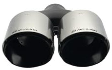 monlıon Pot d'échappement Inox Silencieux inox, angle.101mm double sortie, entrée 60mm, intérieur noir. SOURCE!