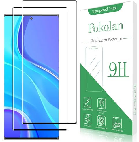 Pokolan 2 Pièces Verre Trempé pour Samsung Galaxy Note 20 Ultra Film Protection écran, Ne Prend Pas en Charge Les Empreintes digitales, Couverture Complète 3D, Dureté 9H, Anti Rayures