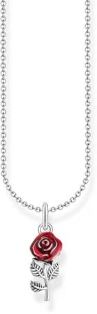 Thomas Sabo Kette mit rotem Rosen-Anhänger 925 Sterlingsilber KE2219-664-10