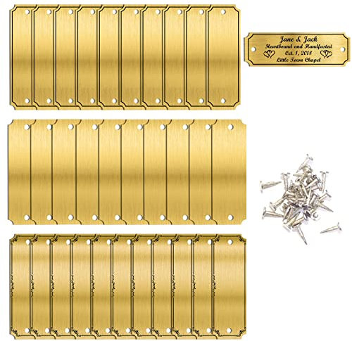 IKIER 30 Stk Messingplatte Klingelschild, Leeres Namensschild mit M2 Schrauben, Tuerschild, Briefkastenschild für Lasergravur Personalisiert Laserhandwerk