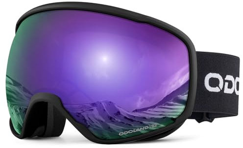 Odoland Skibrille Erwachsene Ski Goggles für Damen und Herren Jungen,Sphärisch Snowboardbrille UV-Schutz Kompatibler Helm Anti Fog für Skifahre Verspiegelt BA