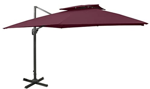 Willood Ampelschirm mit Lüftung 300x300 cm Bordeauxrot Sonnenschutz-Sonnenschirm für den Garten, Kurbel verstellbar