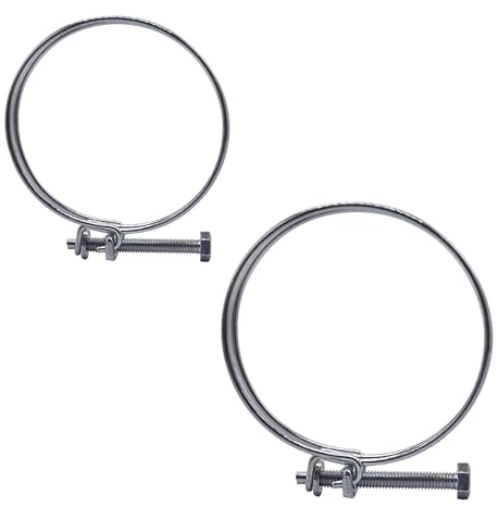 SKIR'CO (2 pcs) Adjustable Double Wire Hose Clamps 60-65 mm, Galvanized Steel Hose Clamps, Adjustable Diameter Hose Clips