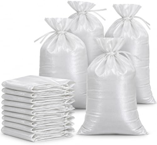 50 sacs de sable pour protection contre les inondations - Protection contre les inondations avec cordon de serrage - 40x60 cm Sac et sac en tissu pour la protection contre l'eau, non remplis (50)