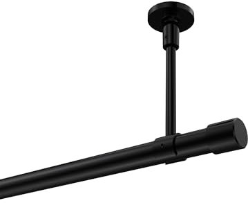 INTERDECO Vorhangstange (Deckenmontage) 20 mm Ø Gardinenstange Schwarz Typ 10193133 AZA, 280 cm