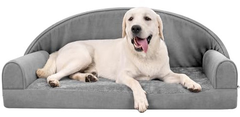 OneTigris Orthopädisches Hundebett mit Baldachin 117x71 cm, Memory Foam Hundekissen Waschbar Hundesofa Wasserdicht rutschfest Hundekorb für Kleine Mittelgroße Großer Hunde - Grau