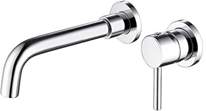 Robinets de lavabo à fixation murale chromée avec bec chaud et froid 15 cm