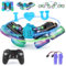 Highttoy Voiture Télécommandée Enfant, Voiture Cascadeuse Tout Terrain 4x4 Rotation 360° avec Feux de Roue, Projection de Mots Lumineux et 2 Batterie, Jouet Enfant 3 4 5 6 7 8 9 10 Ans Garçon, Bleu