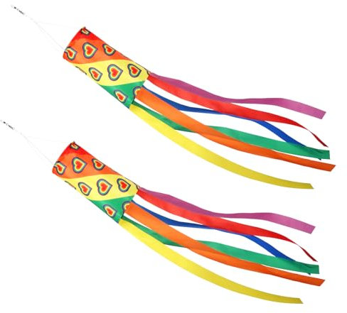 Jiusely 2 Pieces Rainbow Windsock, Colorful Spiral Windsocks Hanging Decoration, 100CM Windsock Flag for Outdoor Garden Patio Backyard Festival Celebrations Decoration