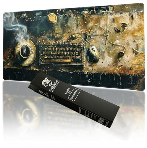 PadParadise Tapis de Souris XXL – Table Ancienne Fantasy (Version Arcane) avec Clavier Elfique et Tasse – Design Unique 80x40 cm