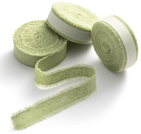 AOKSUNOVA Ruban en coton - Ruban en tissu - Ruban cadeau - Vert sauge