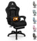 ALFORDSON Fauteuil de Jeu massant, Chaise de Bureau avec Repose-Pieds, capacité de Charge de 180 kg, Chaise Ergonomique pour PC, Rotation à 360°, Tissu en Lin,Noir
